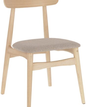Spisebordsstol Kave Home Nayme Massivt Gummitræ Spisestol Med Polstret Sæde Natur Beige Nordisk Design